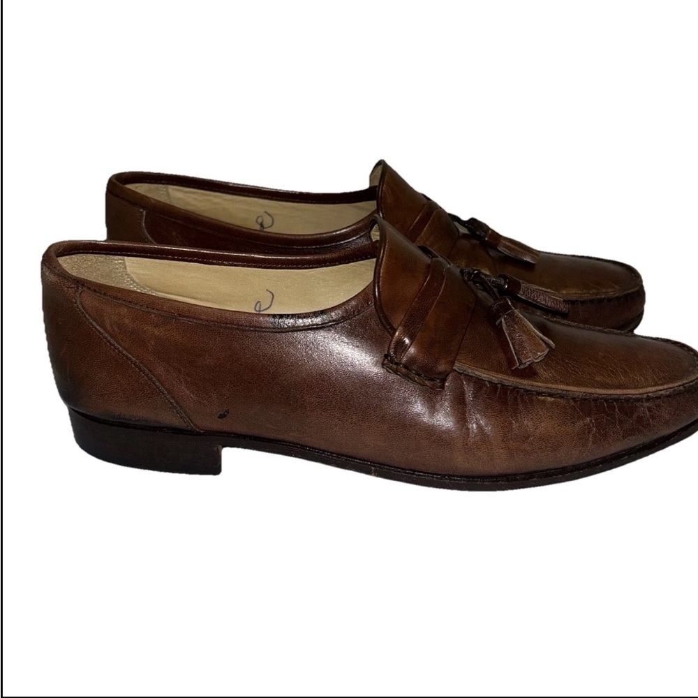 Bally Brown Italian Leather Loafers with Tassels Size 9.5M Great Condition - Picture 2 of 11